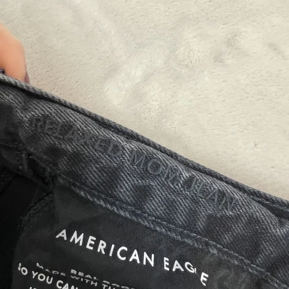 American Eagle Jeans Womens 6 Black Relaxed Mom‎ Distressed Baggy Grunge Skater